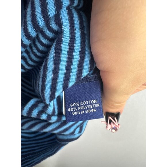 Men’s Vintage 1946 Large Blue & Navy Stripped Short Sleeve Shirt - Picture 5 of 5